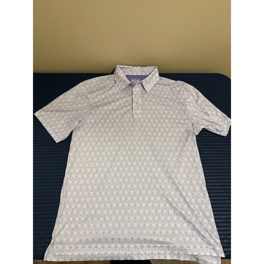 Straight Down Performance Mens Golf Polo Shirt Purple Geometric Shaker Heights M